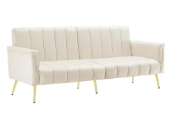 Hot Hauss Spole Sofá-cama reto de 2 lugares em veludo , encosto e braços dobráveis - 183x76x75cm Bege