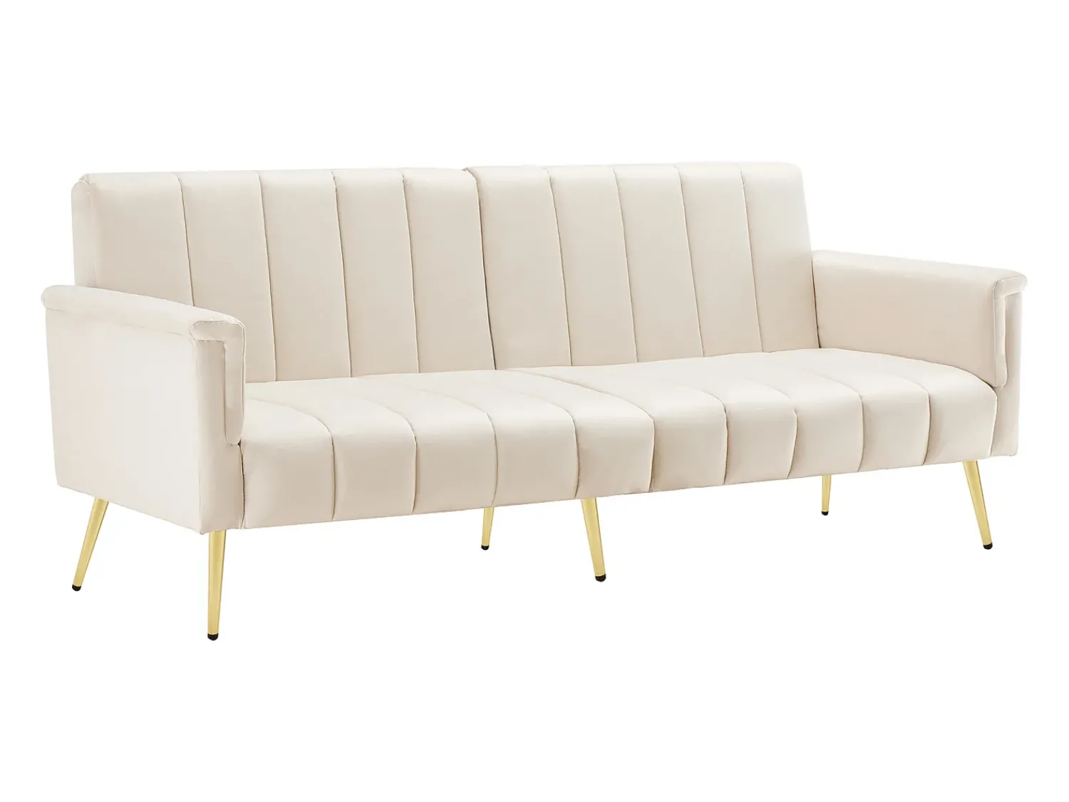 Hot Hauss Spole Sofá-cama reto de 2 lugares em veludo , encosto e braços dobráveis - 183x76x75cm Bege