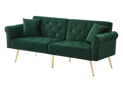 Hauss Spole Sofá-cama reto de 2 lugares em veludo , encosto rebatível em 3 posições - 173x75x70cm^ Sofá