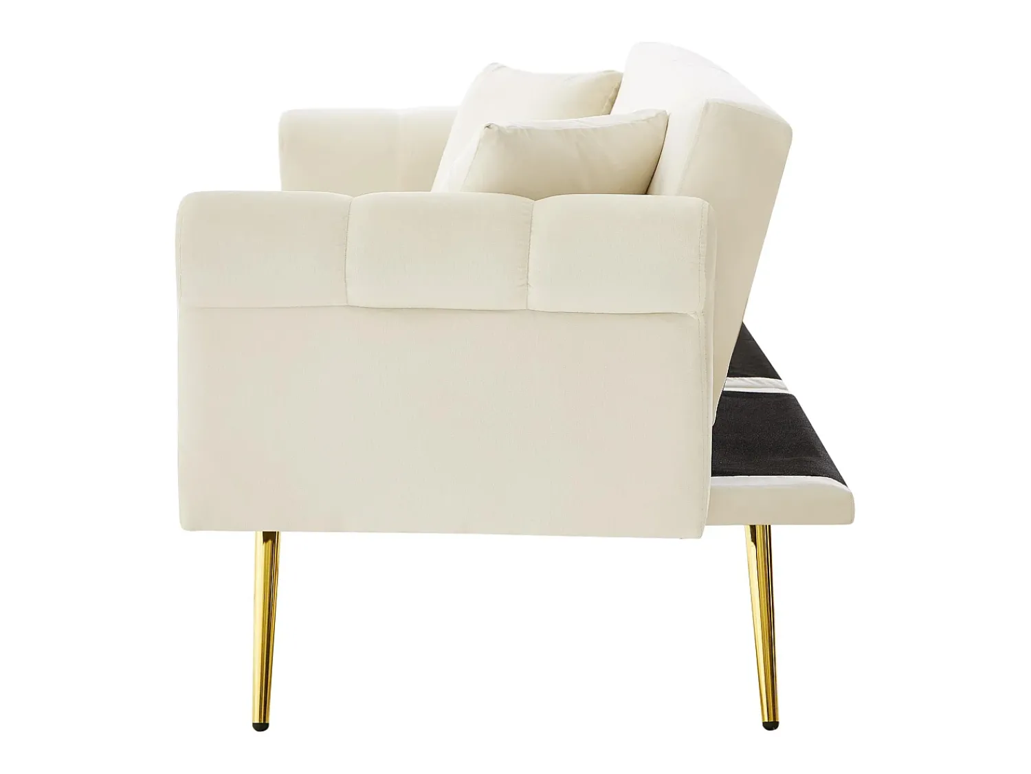 Outlet Hauss Spole Sofá-cama reto de 2 lugares em veludo , encosto rebatível em 3 posições - 173x75x70cm Bege