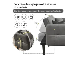 Hauss Spole Sofá-cama reto de 2 lugares em veludo cinza com pés de madeira preta, encosto dobrável - 176x78x76cm^ Sofá