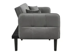 Hauss Spole Sofá-cama reto de 2 lugares em veludo cinza com pés de madeira preta, encosto dobrável - 176x78x76cm^ Sofá