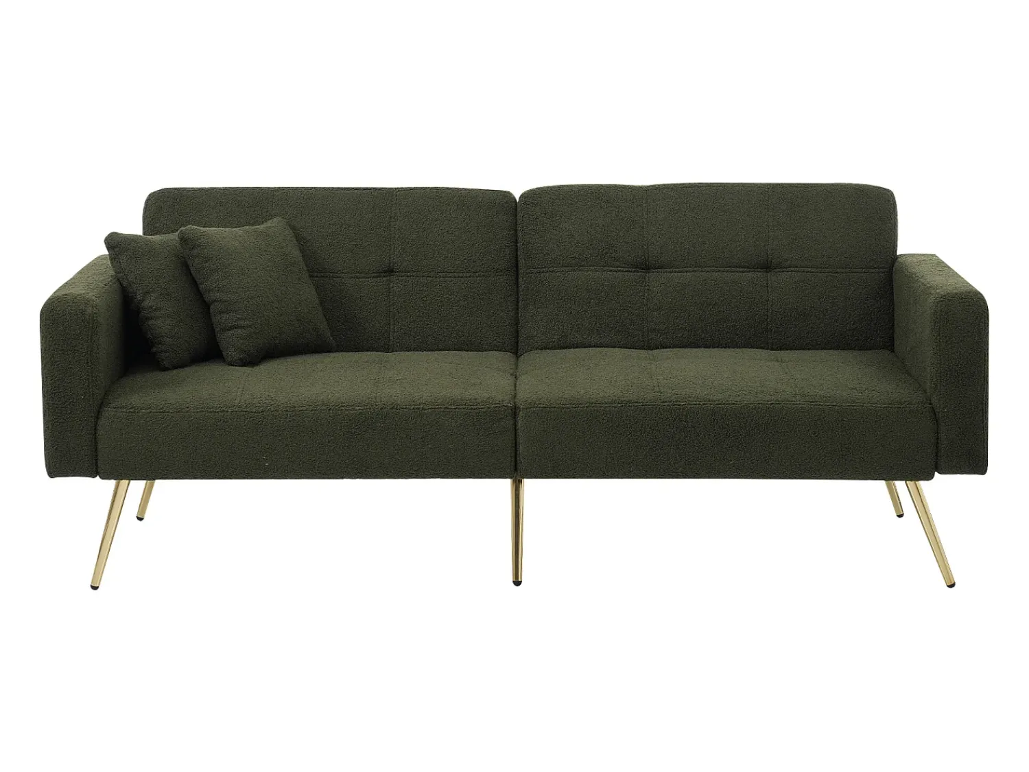 Sofá*Hauss Spole Sofá-cama reto de 2 lugares em sherpa , encosto dobrável em 3 posições - 175x64x72cm Verde