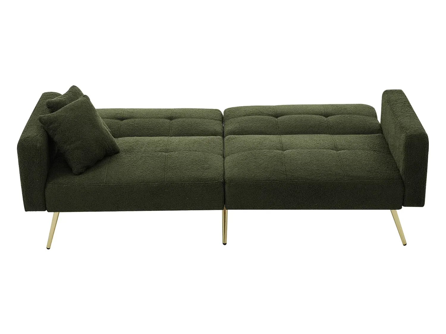 Sofá*Hauss Spole Sofá-cama reto de 2 lugares em sherpa , encosto dobrável em 3 posições - 175x64x72cm Verde