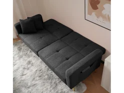 Sofá*Hauss Spole Sofá-cama reto de 2 lugares em sherpa cinza, encosto dobrável em 3 posições - 175x64x72cm Cinzento