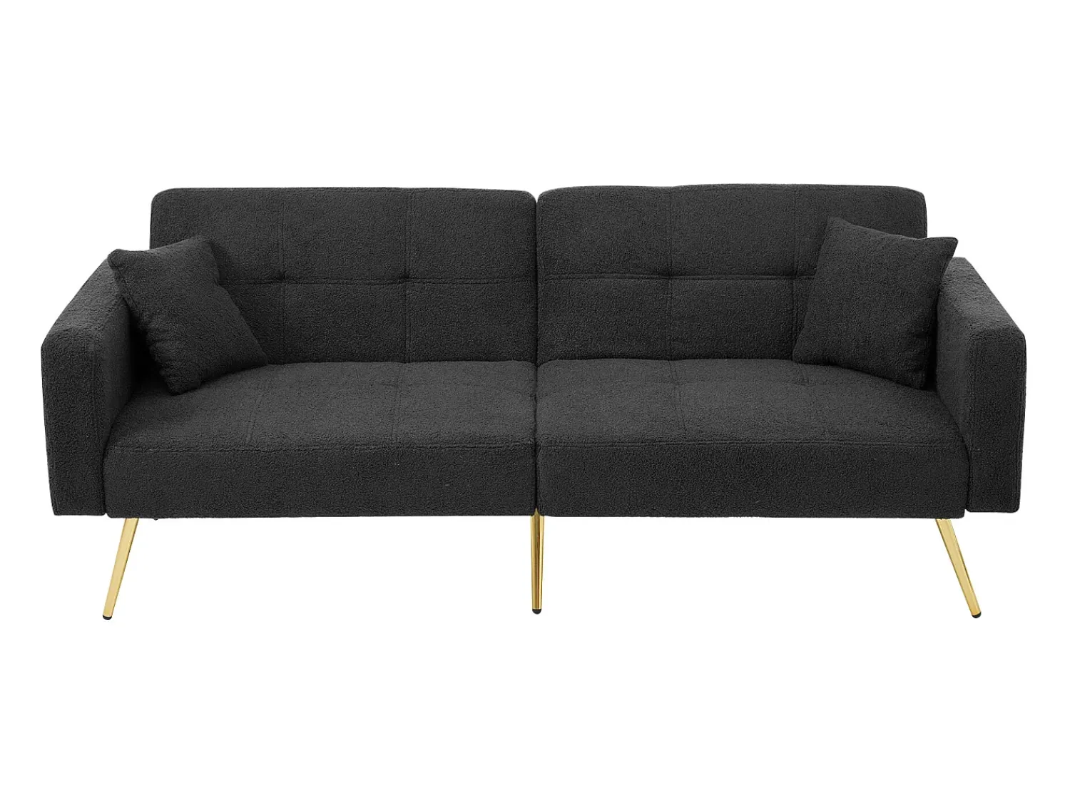 Sofá*Hauss Spole Sofá-cama reto de 2 lugares em sherpa cinza, encosto dobrável em 3 posições - 175x64x72cm Cinzento