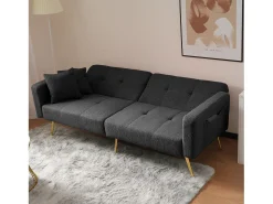 Sofá*Hauss Spole Sofá-cama reto de 2 lugares em sherpa cinza, encosto dobrável em 3 posições - 175x64x72cm Cinzento