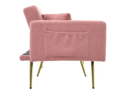 Sofá|Hauss Spole Sofá-cama reto de 2 lugares em sherpa , encosto dobrável em 3 posições - 175x64x72cm Rosa