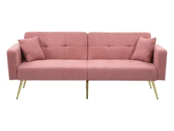 Sofá|Hauss Spole Sofá-cama reto de 2 lugares em sherpa , encosto dobrável em 3 posições - 175x64x72cm Rosa