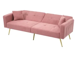 Sofá|Hauss Spole Sofá-cama reto de 2 lugares em sherpa , encosto dobrável em 3 posições - 175x64x72cm Rosa