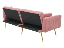 Sofá|Hauss Spole Sofá-cama reto de 2 lugares em sherpa , encosto dobrável em 3 posições - 175x64x72cm Rosa