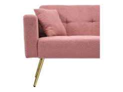 Sofá|Hauss Spole Sofá-cama reto de 2 lugares em sherpa , encosto dobrável em 3 posições - 175x64x72cm Rosa