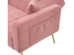 Sofá|Hauss Spole Sofá-cama reto de 2 lugares em sherpa , encosto dobrável em 3 posições - 175x64x72cm Rosa