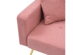Sofá|Hauss Spole Sofá-cama reto de 2 lugares em sherpa , encosto dobrável em 3 posições - 175x64x72cm Rosa