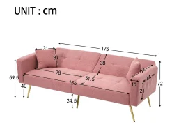 Sofá|Hauss Spole Sofá-cama reto de 2 lugares em sherpa , encosto dobrável em 3 posições - 175x64x72cm Rosa