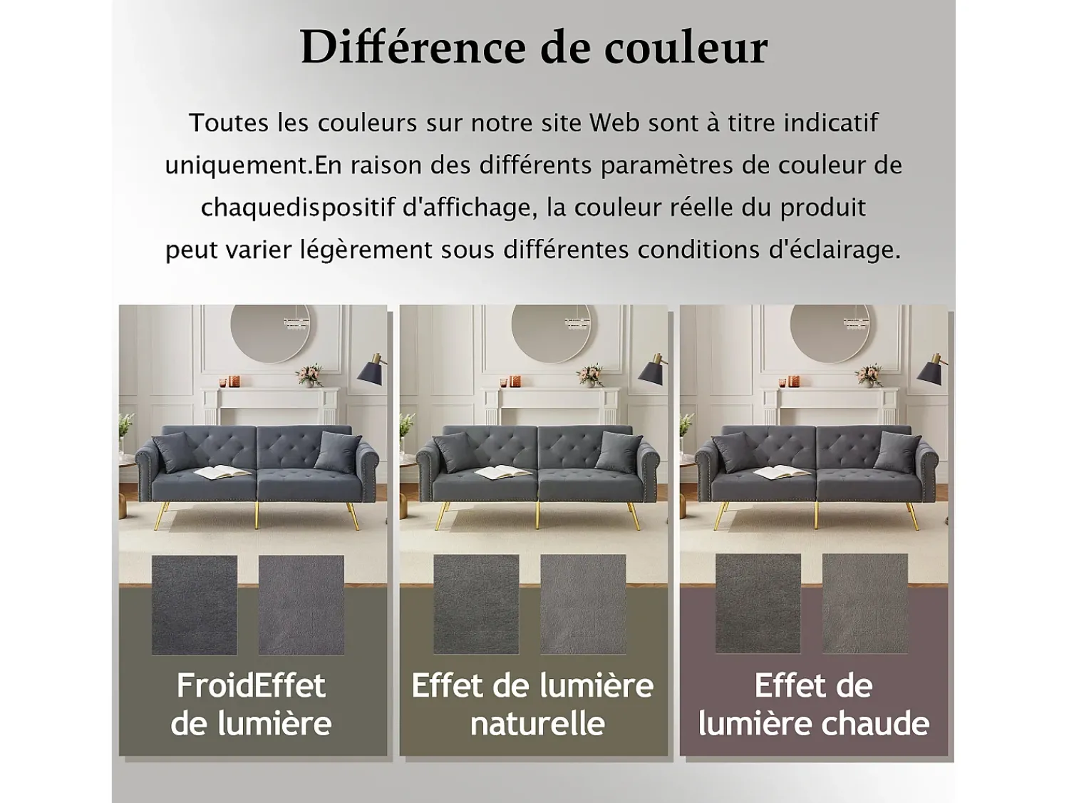 Sofá*Hauss Spole Sofá-cama reto de 2 lugares em veludo cinza, encosto rebatível em 3 posições - 173x75x70cm Cinzento