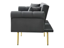 Sofá*Hauss Spole Sofá-cama reto de 2 lugares em veludo cinza, encosto rebatível em 3 posições - 173x75x70cm Cinzento