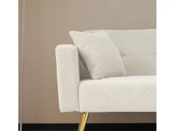 Sofá|Hauss Spole Sofá-cama reto de 2 lugares em sherpa branca, encosto dobrável em 3 posições - 175x64x72cm Branco