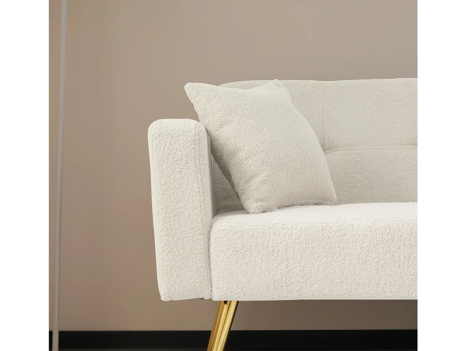 Sofá|Hauss Spole Sofá-cama reto de 2 lugares em sherpa branca, encosto dobrável em 3 posições - 175x64x72cm Branco