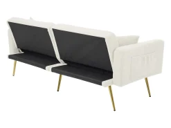 Sofá|Hauss Spole Sofá-cama reto de 2 lugares em sherpa branca, encosto dobrável em 3 posições - 175x64x72cm Branco