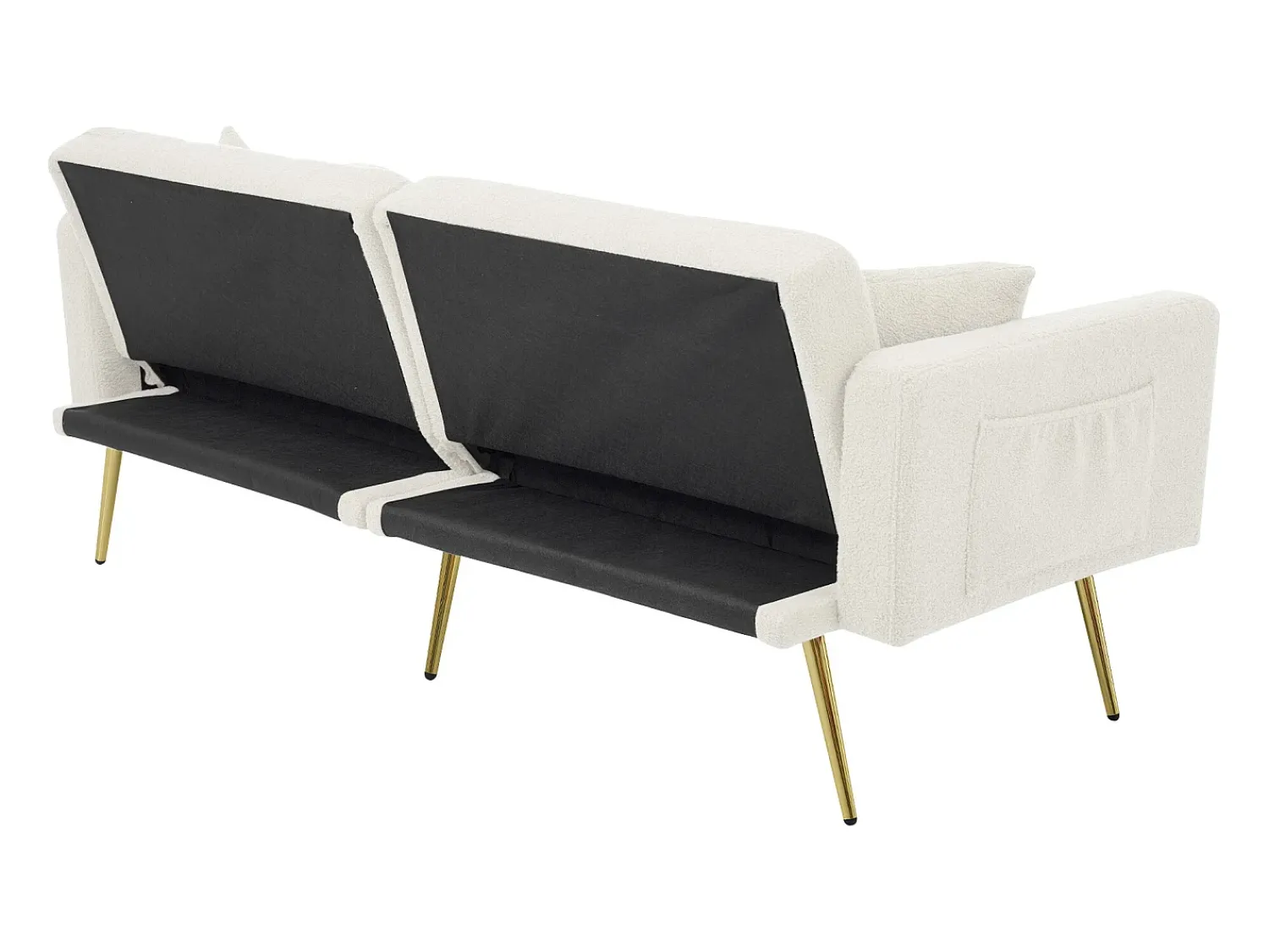 Sofá|Hauss Spole Sofá-cama reto de 2 lugares em sherpa branca, encosto dobrável em 3 posições - 175x64x72cm Branco