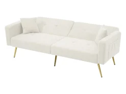 Sofá|Hauss Spole Sofá-cama reto de 2 lugares em sherpa branca, encosto dobrável em 3 posições - 175x64x72cm Branco