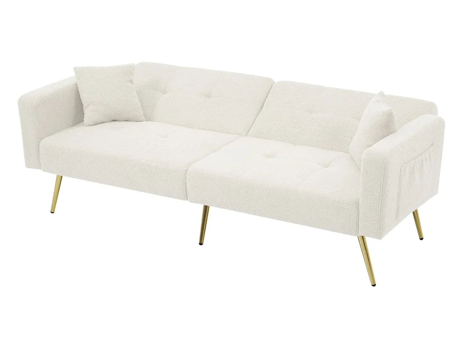 Sofá|Hauss Spole Sofá-cama reto de 2 lugares em sherpa branca, encosto dobrável em 3 posições - 175x64x72cm Branco