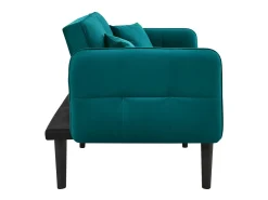 Best Hauss Spole Sofá-cama reto de 2 lugares em veludo verde com pés de madeira preta, encosto dobrável - 176x78x76cm Verde esmeralda