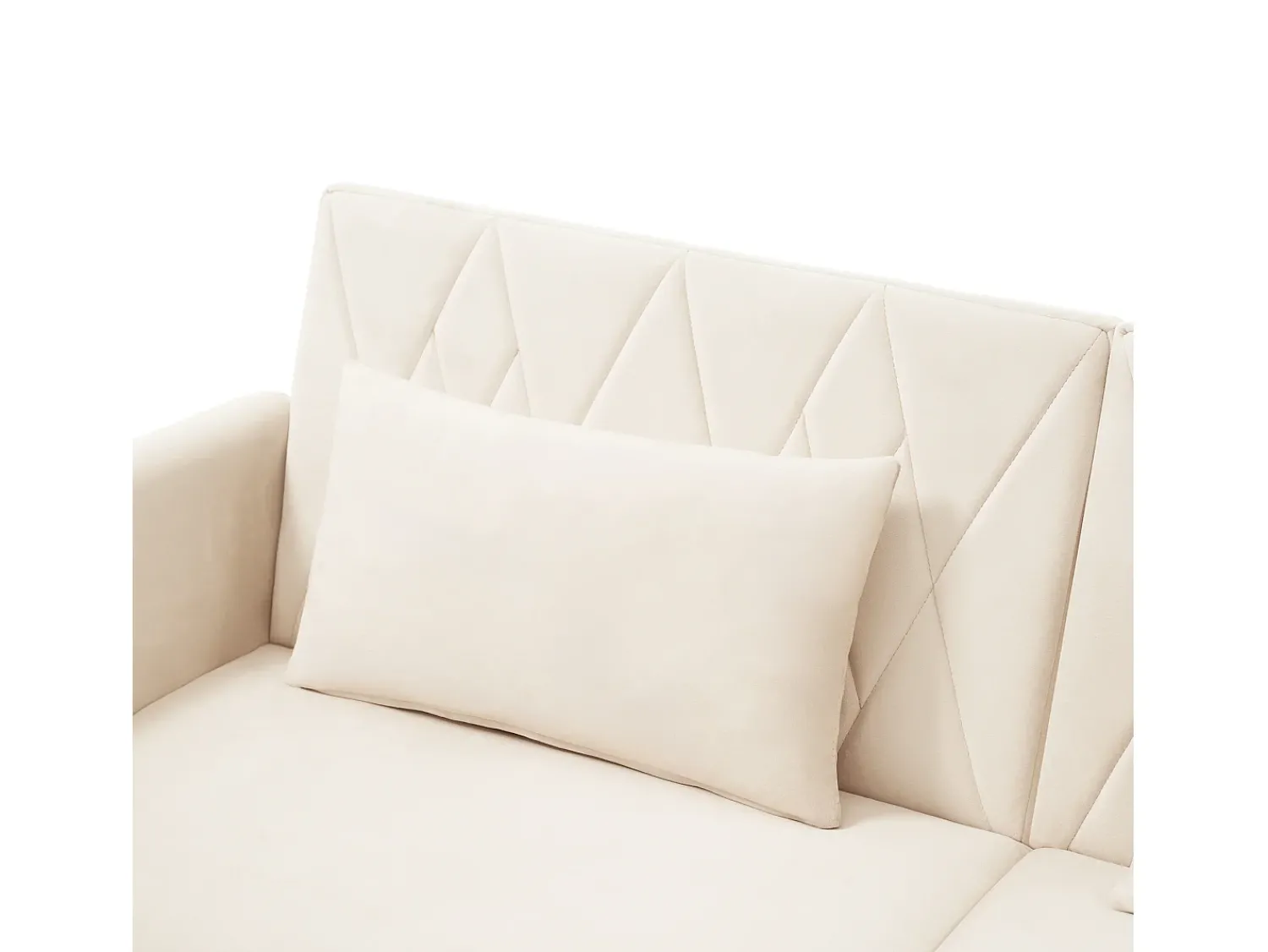 Sofá*Hauss Spole Sofá-cama reto de 2 lugares em veludo , 2 almofadas incluídas - 180x75x82cm Bege