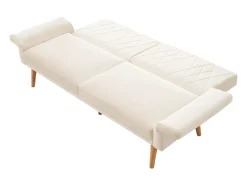 Sofá*Hauss Spole Sofá-cama reto de 2 lugares em veludo , 2 almofadas incluídas - 180x75x82cm Bege
