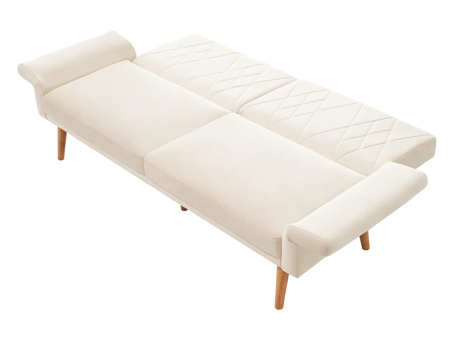 Sofá*Hauss Spole Sofá-cama reto de 2 lugares em veludo , 2 almofadas incluídas - 180x75x82cm Bege