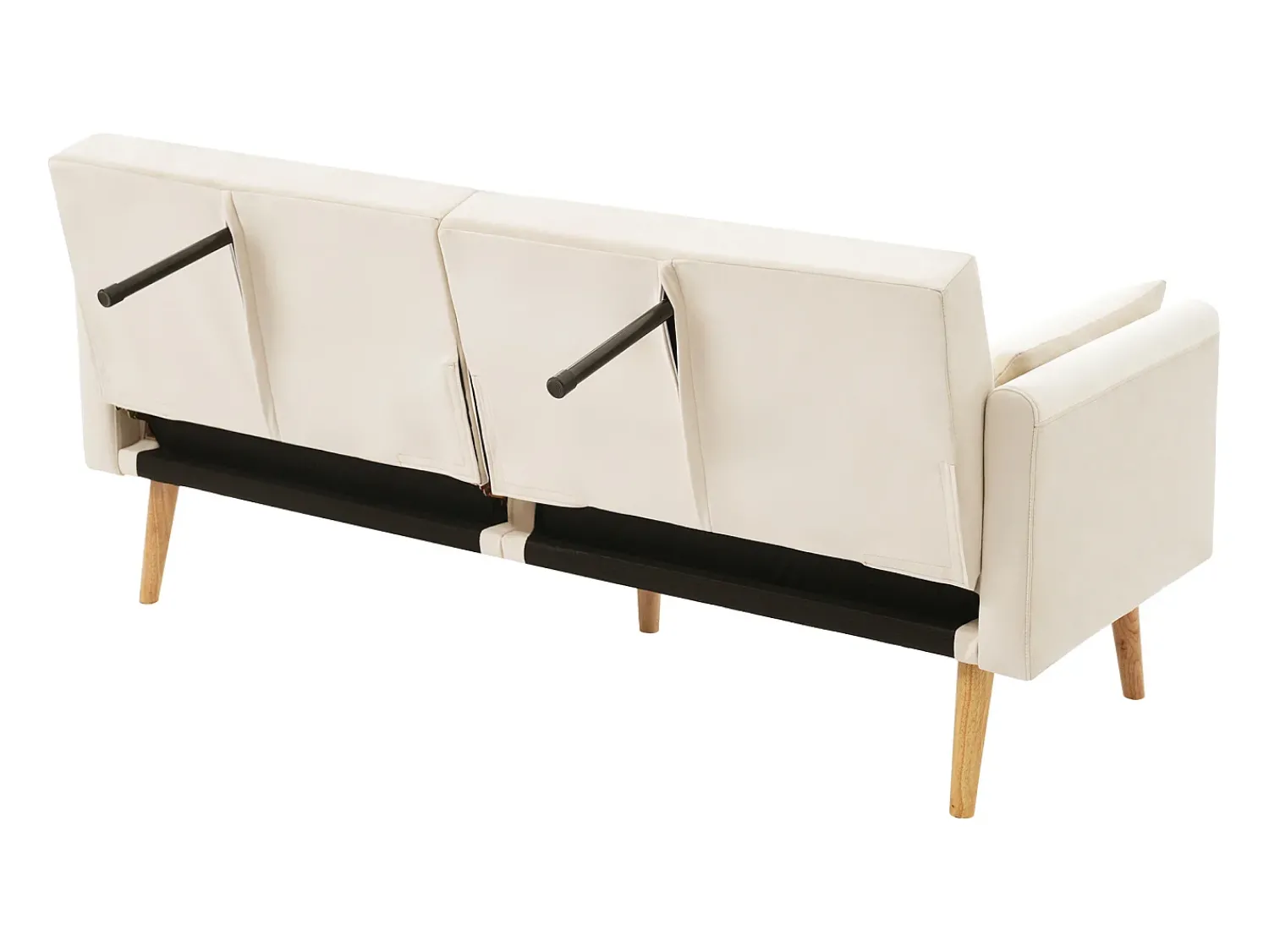 Sofá*Hauss Spole Sofá-cama reto de 2 lugares em veludo , 2 almofadas incluídas - 180x75x82cm Bege