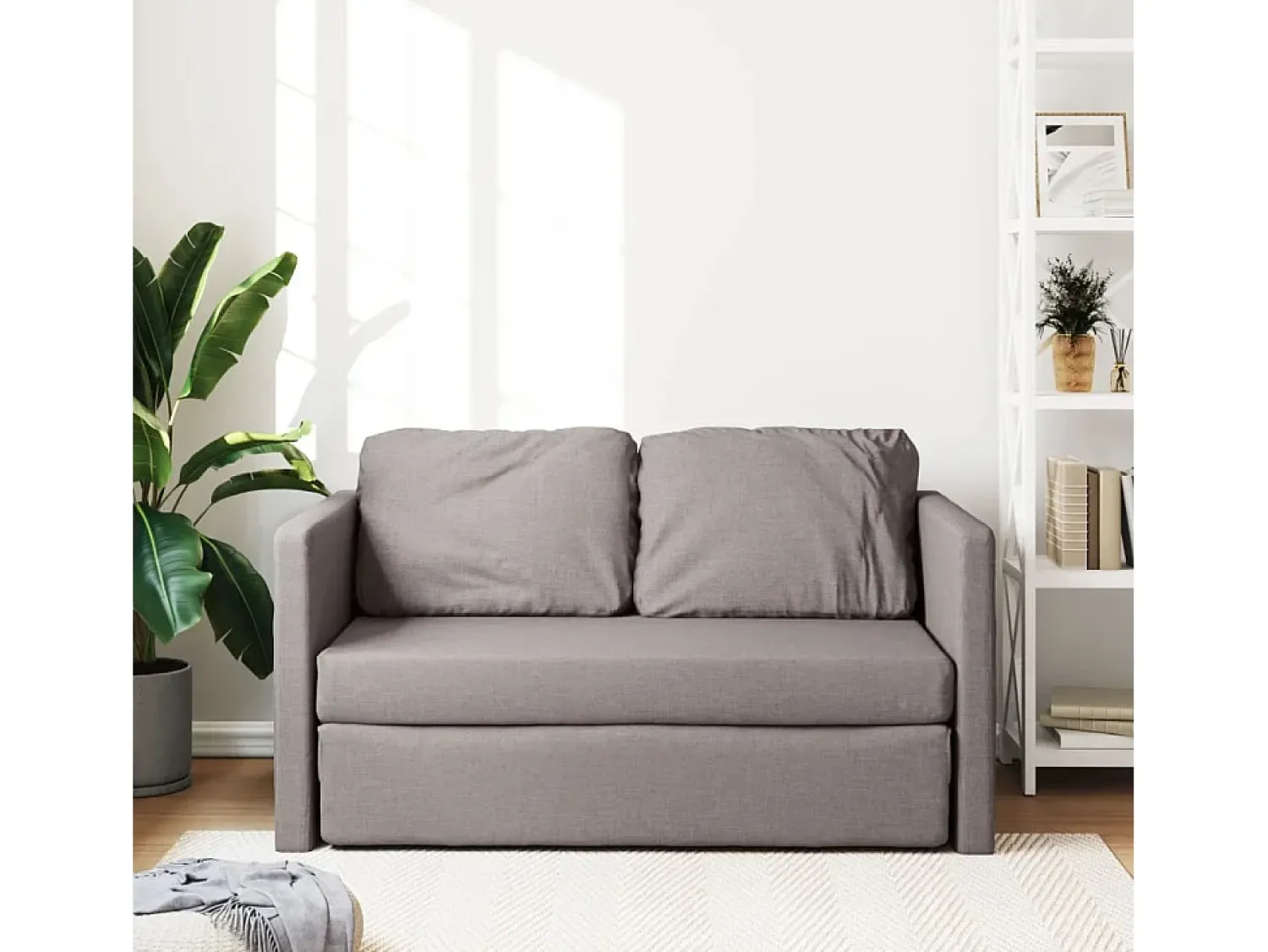 New Sofá-cama sem pés 112x174x55 cm tecido cinza-acastanhado PT753772 Taupe