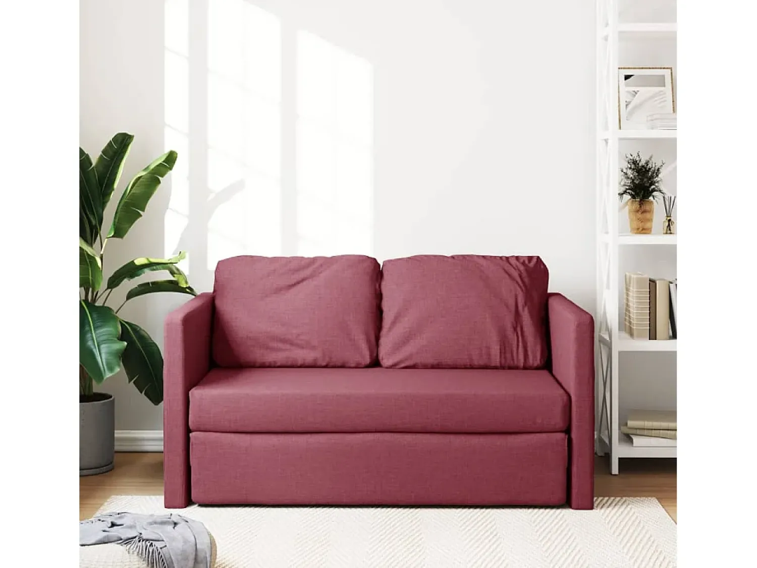 Outlet Sofá-cama sem pés 112x174x55 cm tecido tinto PT454887 Vermelho