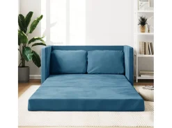 Outlet Sofá-cama sem pés 122x204x55 cm veludo PT107886 Azul