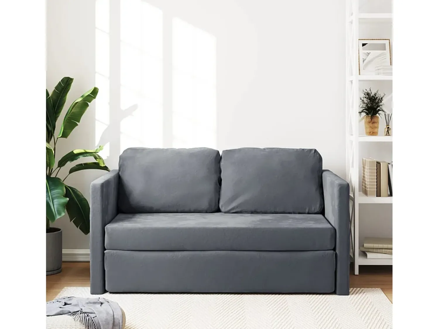 Sofá* Sofá-cama sem pés 122x204x55 cm veludo -escuro PT648462 Cinzento