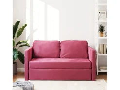 Sofá-cama sem pés 122x204x55 cm veludo tinto PT783440 Vermelho