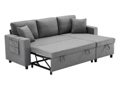 KOMHTOM Sofá-cama, sofá em forma de L, bolsa para copos, intercambiável esquerda/direita, escuro^ Sofá