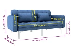 Sofá*vidaxl Sofá-cama tecido Azul