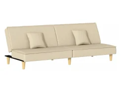 Clearance vidaxl Sofá-cama tecido Creme