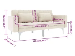 Sofá*vidaxl Sofá-cama tecido Creme