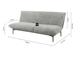 Sofá|Price Factory Sofá-cama VELARIS – Tecido de veludo cinza escuro – Estrutura de madeira – Colchão integrado – Elegante e compacto Cinzento