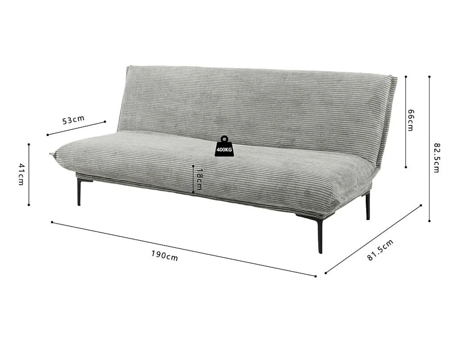 Sofá|Price Factory Sofá-cama VELARIS – Tecido de veludo cinza escuro – Estrutura de madeira – Colchão integrado – Elegante e compacto Cinzento