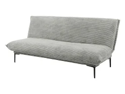 Sofá|Price Factory Sofá-cama VELARIS – Tecido de veludo cinza escuro – Estrutura de madeira – Colchão integrado – Elegante e compacto Cinzento
