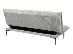 Sofá|Price Factory Sofá-cama VELARIS – Tecido de veludo cinza escuro – Estrutura de madeira – Colchão integrado – Elegante e compacto Cinzento