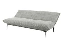 Sofá|Price Factory Sofá-cama VELARIS – Tecido de veludo cinza escuro – Estrutura de madeira – Colchão integrado – Elegante e compacto Cinzento