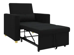 Poltrona*vidaxl Sofá-camas retrátil individual 90 x 165 x 87 cm tecido Preto