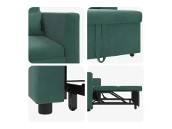 vidaxl Sofá-camas retrátil individual Verde-escuro 90 x 165 x 87 cm^ Poltrona