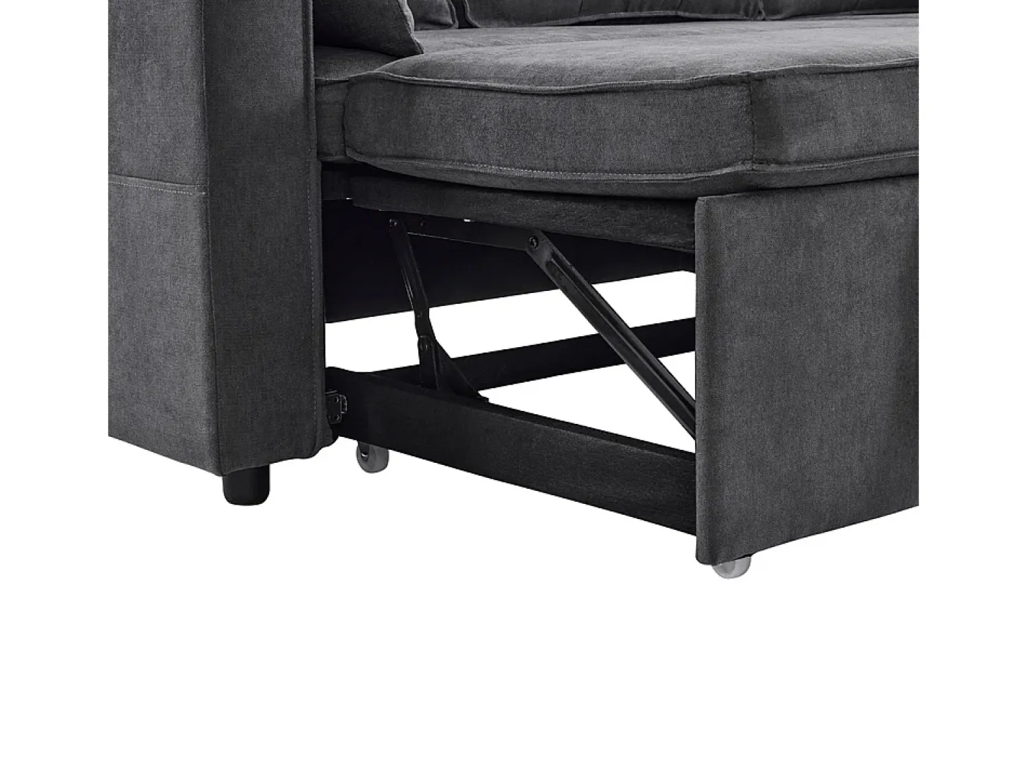 Sale KOMHTOM Sofás com função de dormir, sofás em L, móveis estofados, sofás, espreguiçadeiras com porta-copos, Preto