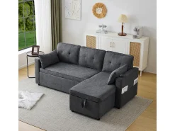Sale KOMHTOM Sofás com função de dormir, sofás em L, móveis estofados, sofás, espreguiçadeiras com porta-copos, Preto
